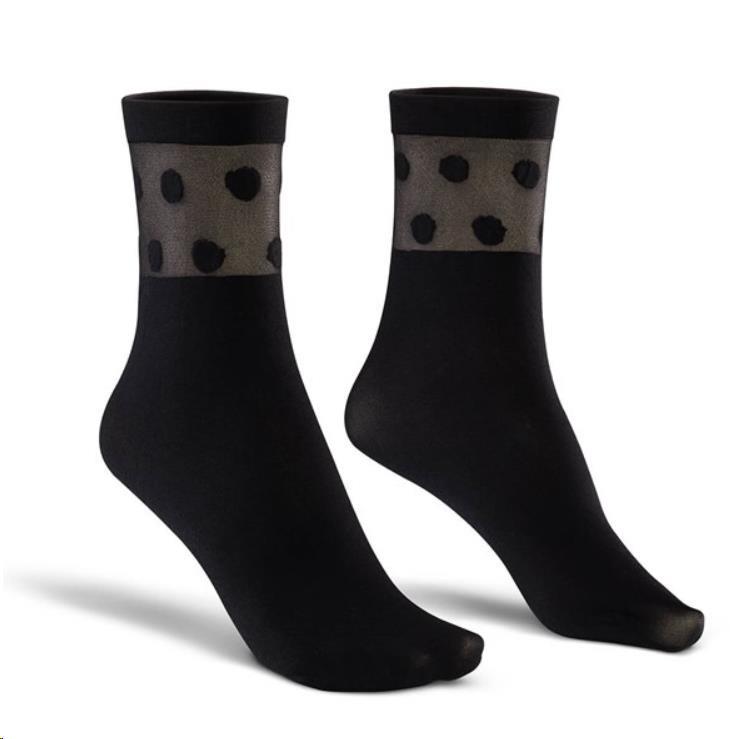 Sosete fine fir nylon argint, Negru buline Sosete fine fir nylon argint, Negru buline
